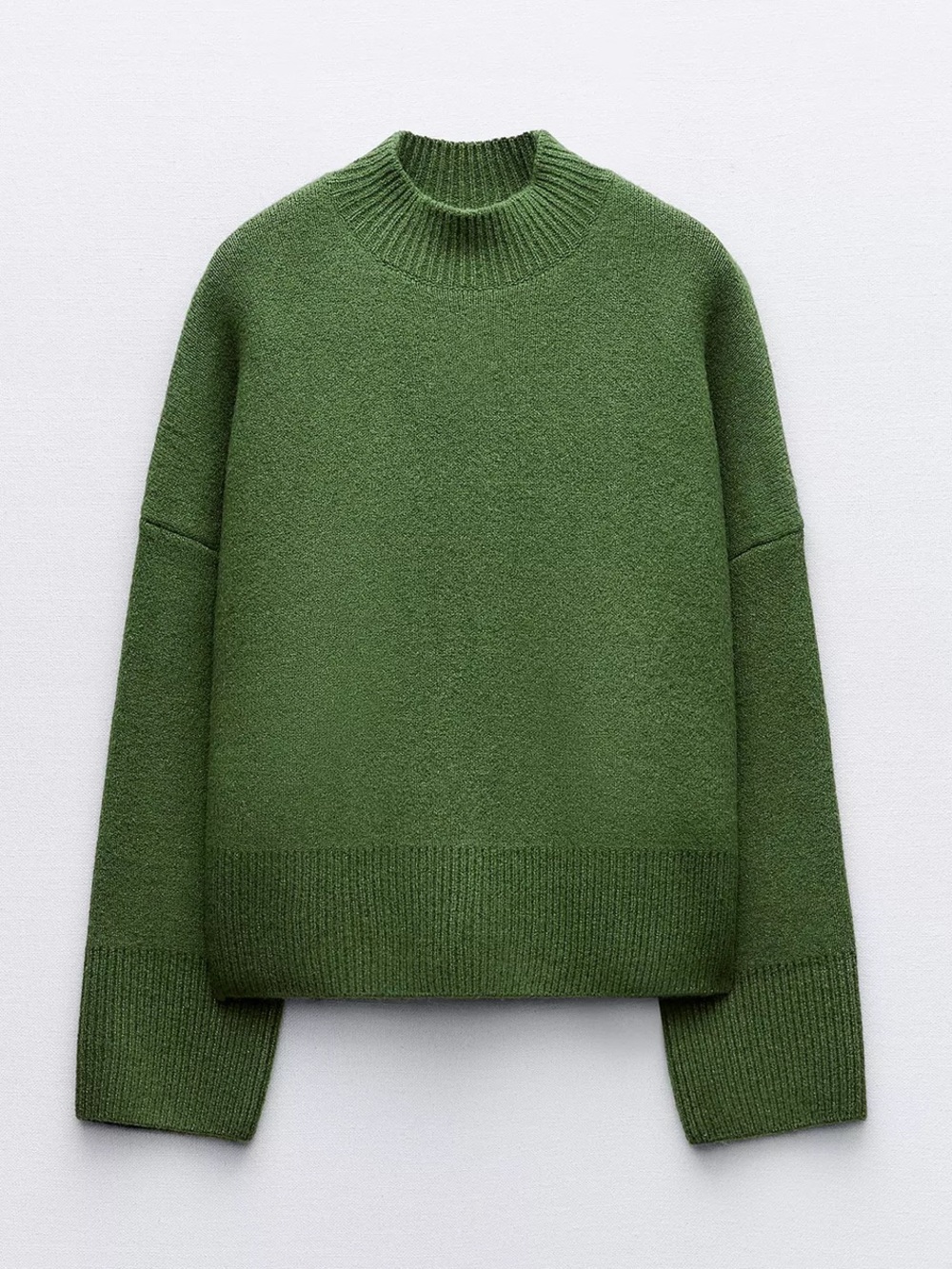 Zara Mock-Neck wide Green Women's Sweater